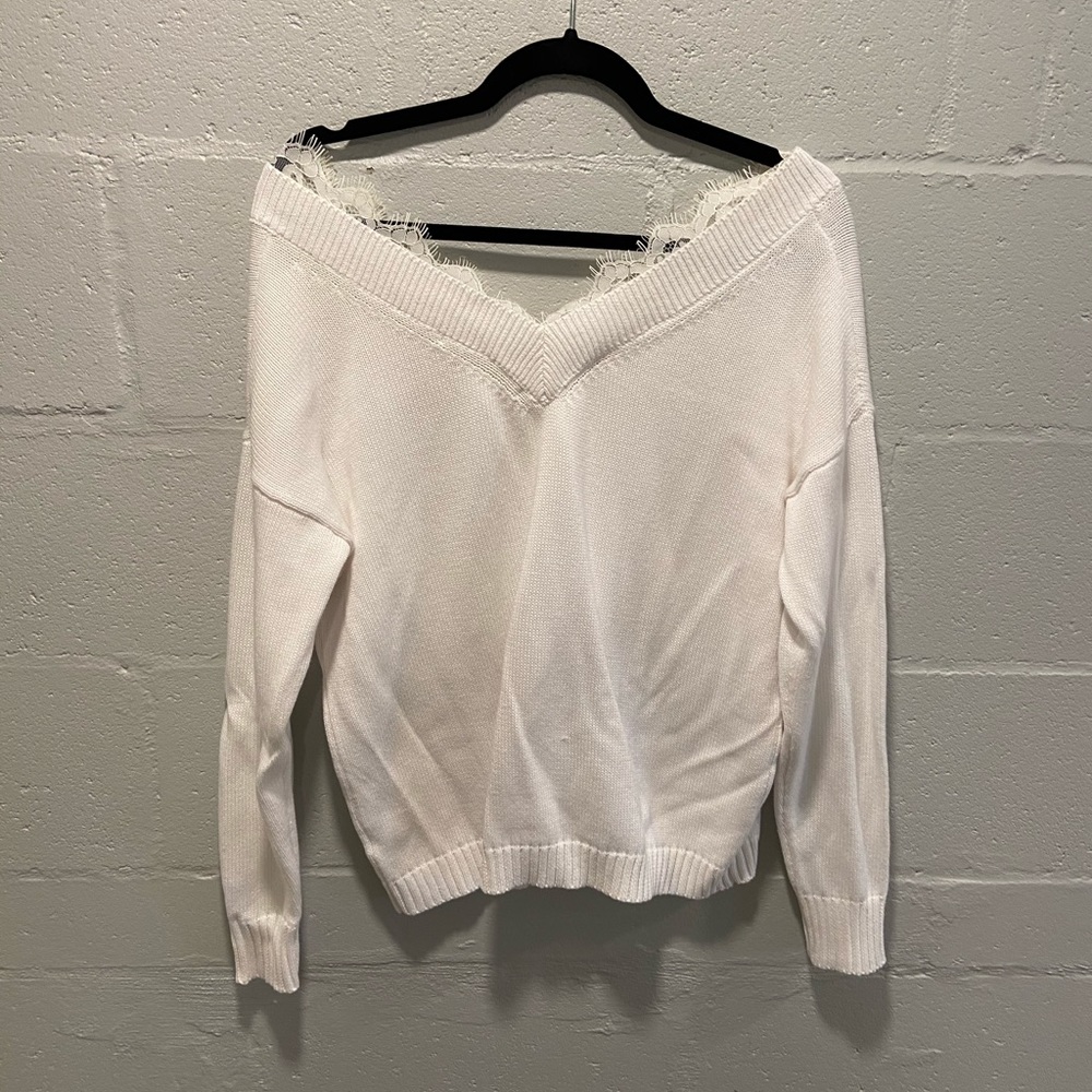 White Off-shoulder Sweater